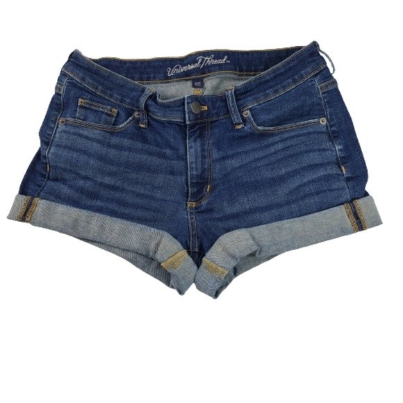 Universal Thread Womens Mid Rise Midi Roll Cuff Jean Shorts Size 8 / 29 R - Picture 1 of 11